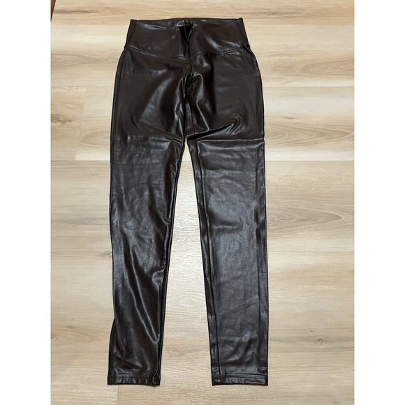 TIME AND TRU Women's Faux Leather Leggings Sz L 12-14 Brown - Picture 1 of 7